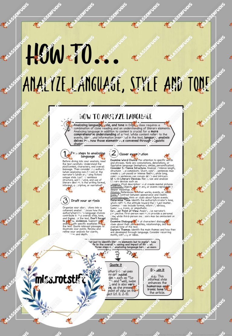How to analyse language, style and tone – Sprachanalyse im Englischunterricht